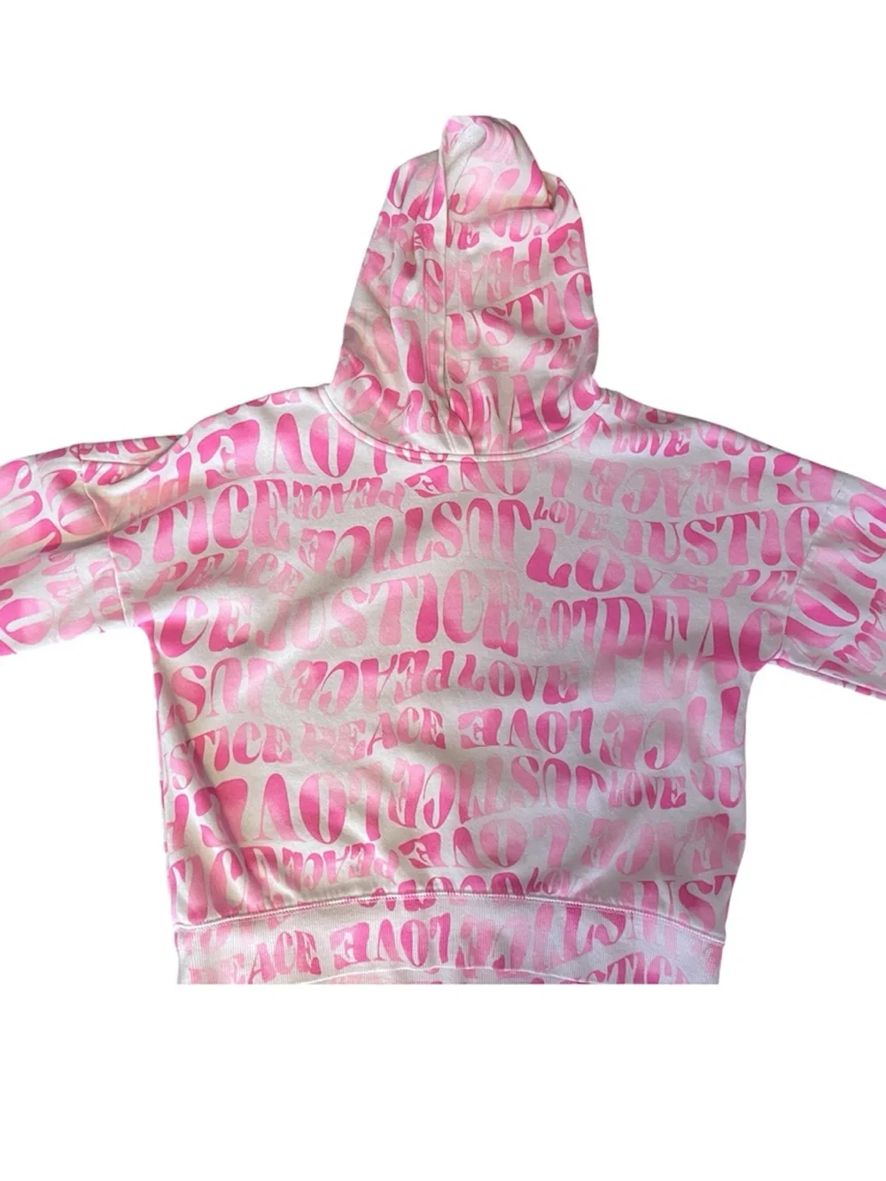 Justice Pink and White Hoodie + Black Long Sleeve Top